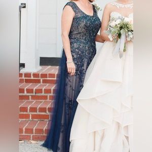 Ivonne D exclusively for Mon Cheri Navy Beaded Gown